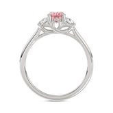 14K WHITE GOLD 1 1/3CT PINK OVAL/ROUND DIAMOND LADIES RING (CENTER STONE PINK OVAL DIAMOND 1CT)